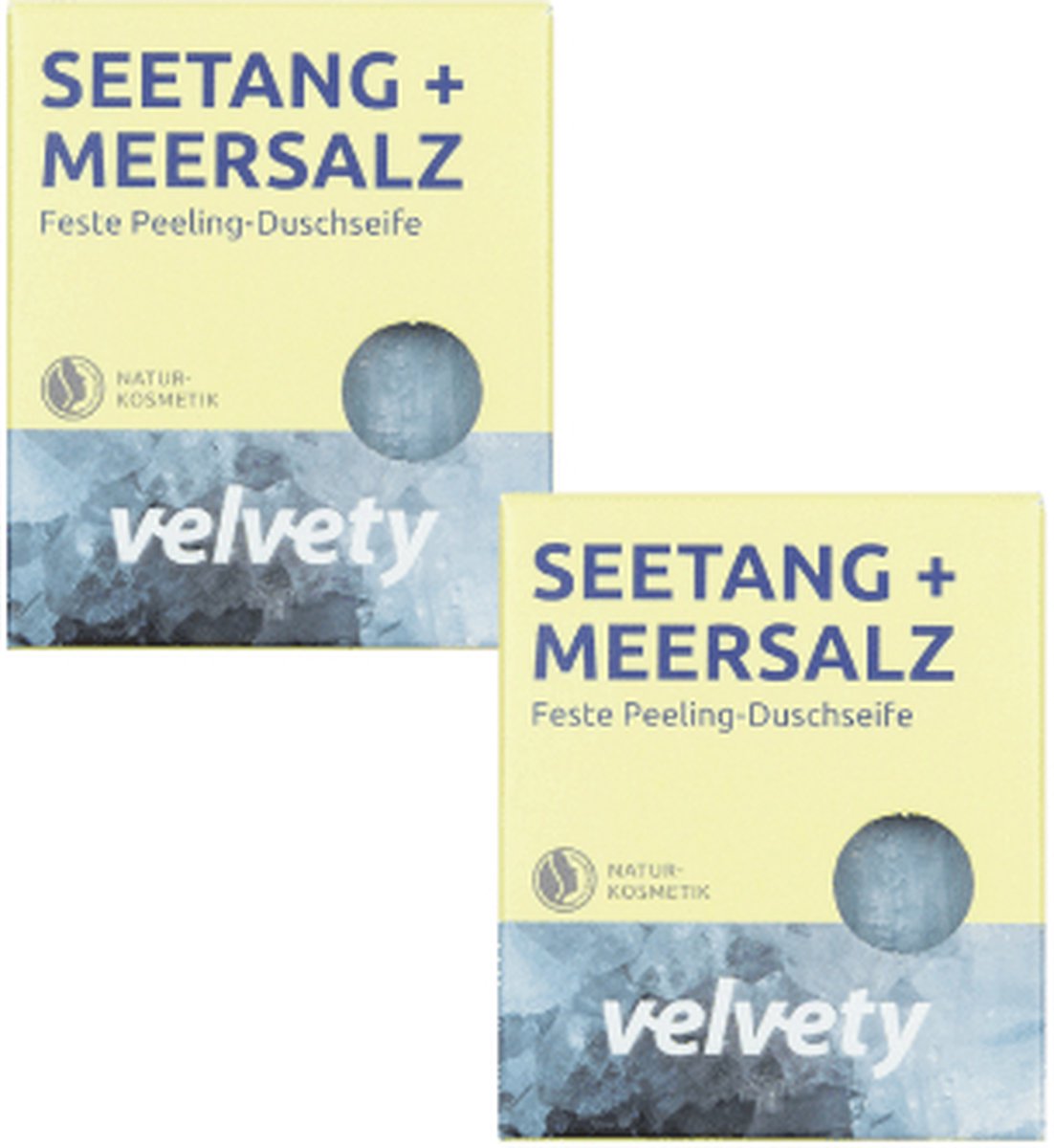 Velvety Peeling shower soap bar seaweed & sea salt - 2 stuks x 100 gr