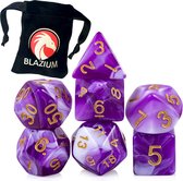 Blazium - DnD dice set - Inclusief velvet bewaarzakje - Smoke series - Purple - Dungeons and Dragons dobbelstenen