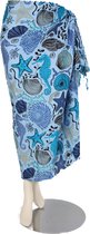 Om Namaste Sarong Pareo Saunadoek Wikkeljurk - 437 - Strand & Schelpen - Blauw