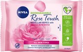 NIVEA Rose Touch micellaire biologisch afbreekbare make-up remover doekjes - Organisch rozenwater - 25st