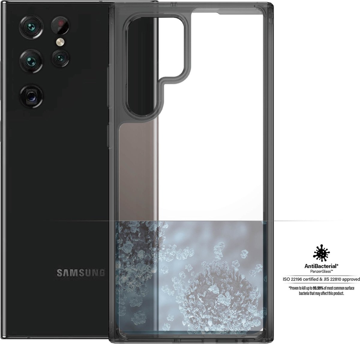 PanzerGlass HardCase Samsung Galaxy S22 Ultra Hoesje Transparant Zwart