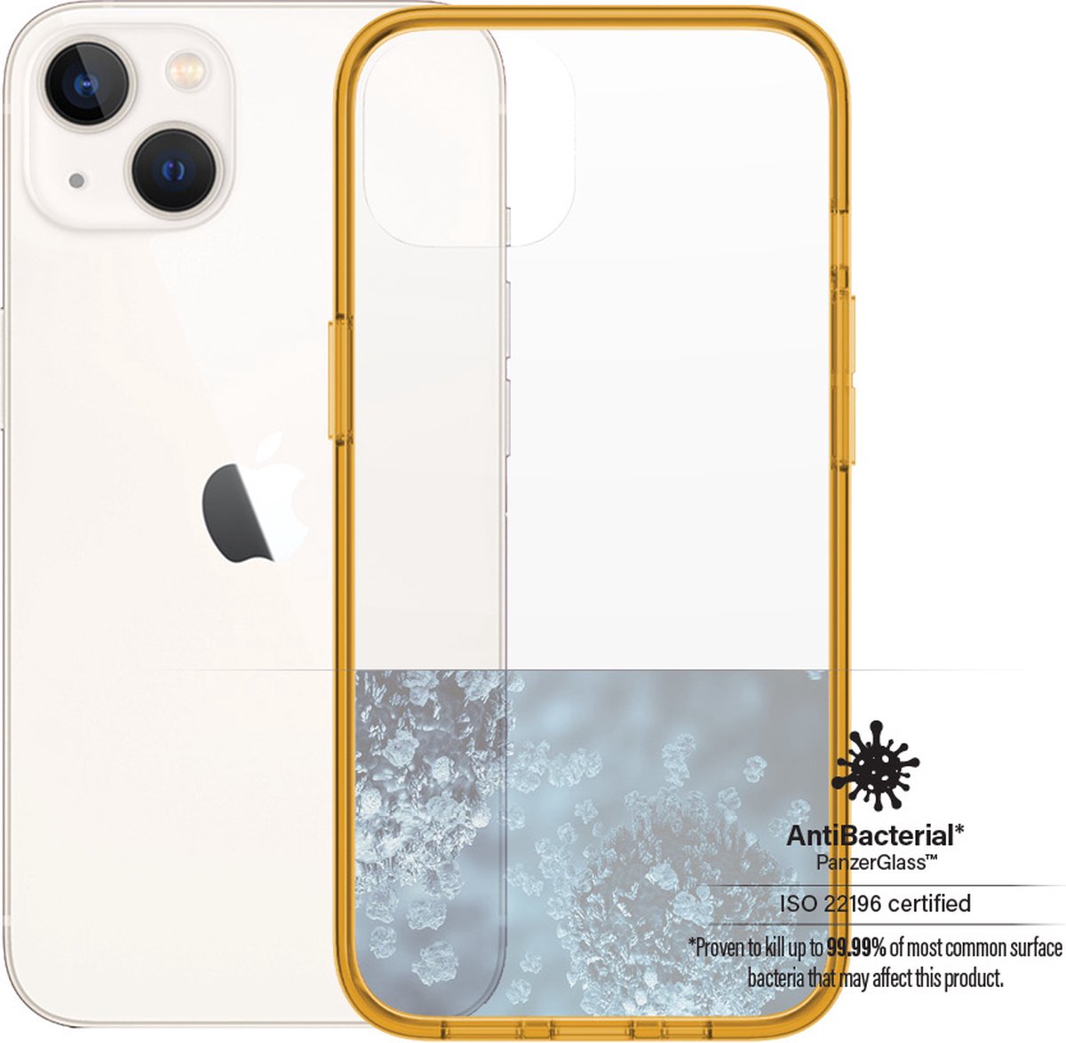 ClearCase Oranje kleur Hoesje voor iPhone 13 / iPhone 14 - Tangerine - Anti-Bacterial