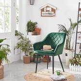 WoonWerkInterieur - Eetkamerstoel - Groen - Velvet