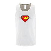 Witte Tanktop met print van "letter C“ Superman “ Logo print Rood / Geel size XL