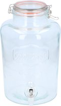 Limonade/water dispenser van glas met dop van 8 liter met tapkraantje - Super handig