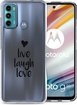 iMoshion Design voor de Motorola Moto G60 hoesje - Live Laugh Love - Zwart