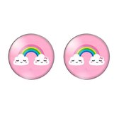 Clip Oorbellen-Rainbow-Roze-1 6 cm-Geen gaatje-Kinderen-Charme Bijoux
