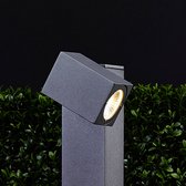 Lucande - LED buitenlamp - 1licht - Aluminium, gehard glas - H: 65 cm - grafietgrijs - Inclusief lichtbron