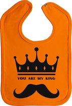 You are my king - drukknoop - stuks 1 - oranje - zwarte opdruk - koningsdag - king - feest - slabber - slabbetjes - koningsdag kleding - koningsdag accessoires - koningsdag kindere