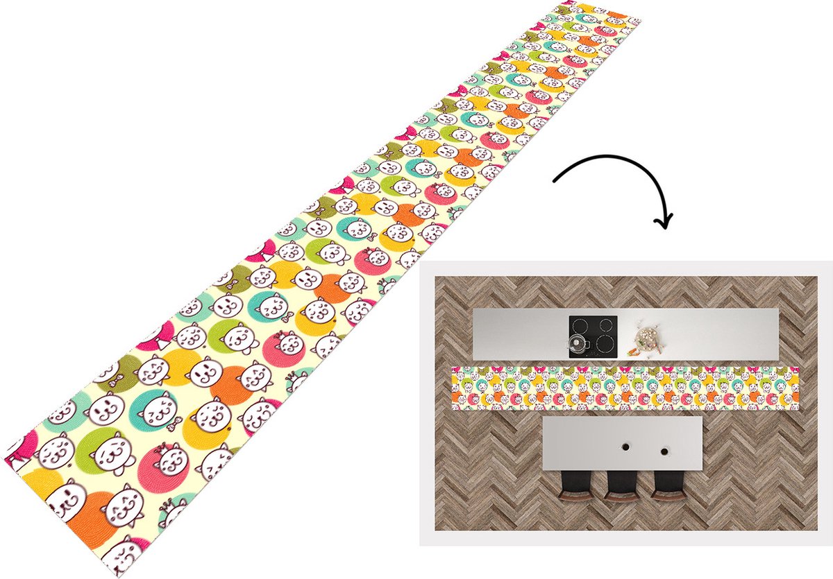 KitchenYeah Keukenloper - Keukenmat - Meisjes - Kat - Kroon - Patronen - Keuken vloerkleed multicolor, foto 2