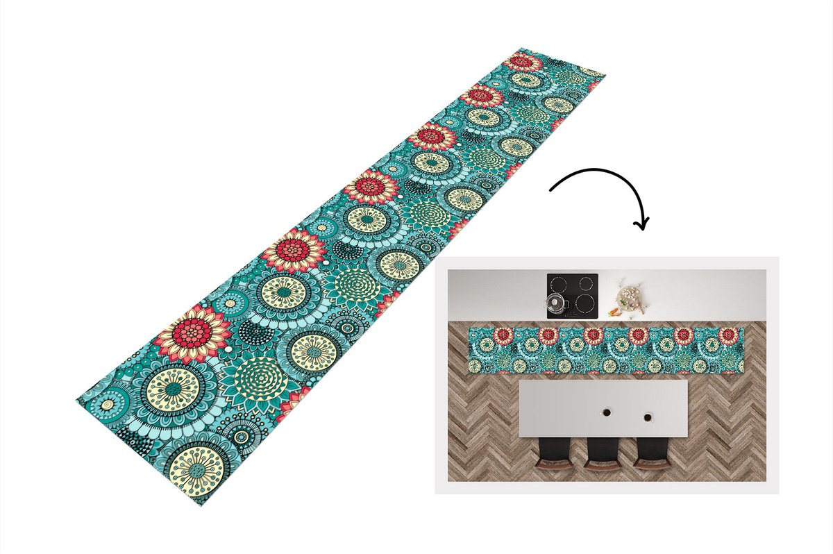 KitchenYeah Keukenloper - Keukenmat - Meisjes - Bloemen - Patronen - Keuken vloerkleed Multicolor