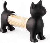 tandenstokerhouder Kat 12 cm acryl/PVC zwart