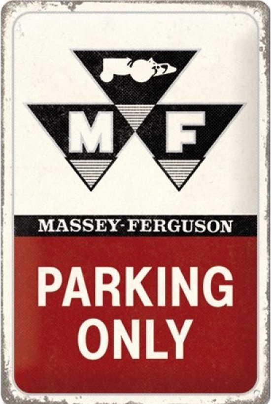 Plaque Murale en Métal Massey Ferguson - Parking Only - 20 x 30 cm Embossé