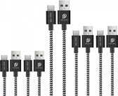 Dux Ducis 2.1A Charge Fast USB-A vers USB-C Set de 5 Câbles (2x 1M + 2x 2M + 1x 3M) Zwart/ Wit