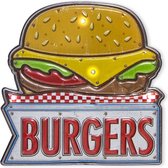 muurdecoratie Burger 17 cm PVC geel/rood