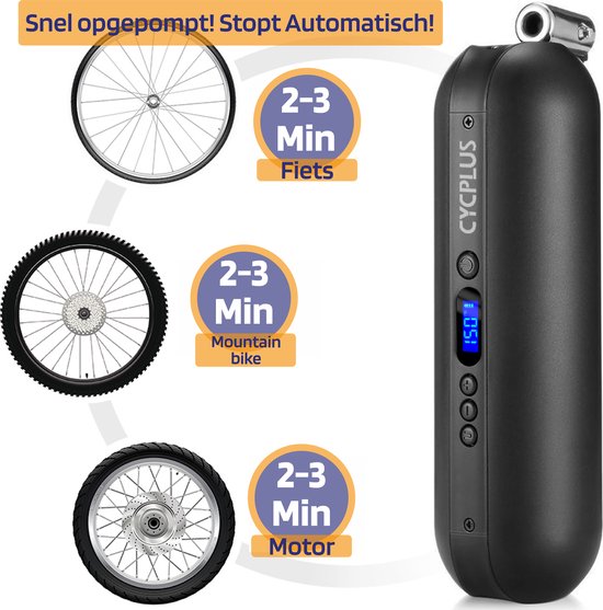 Elektrische Fietspomp met Drukmeter - Compressor - 10.3 BAR - Zwart — afbeelding 4