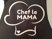 TWOA-Zwart cadeau keukenschort moeder- schort Chef la Mama - Lengte circa 70 cm