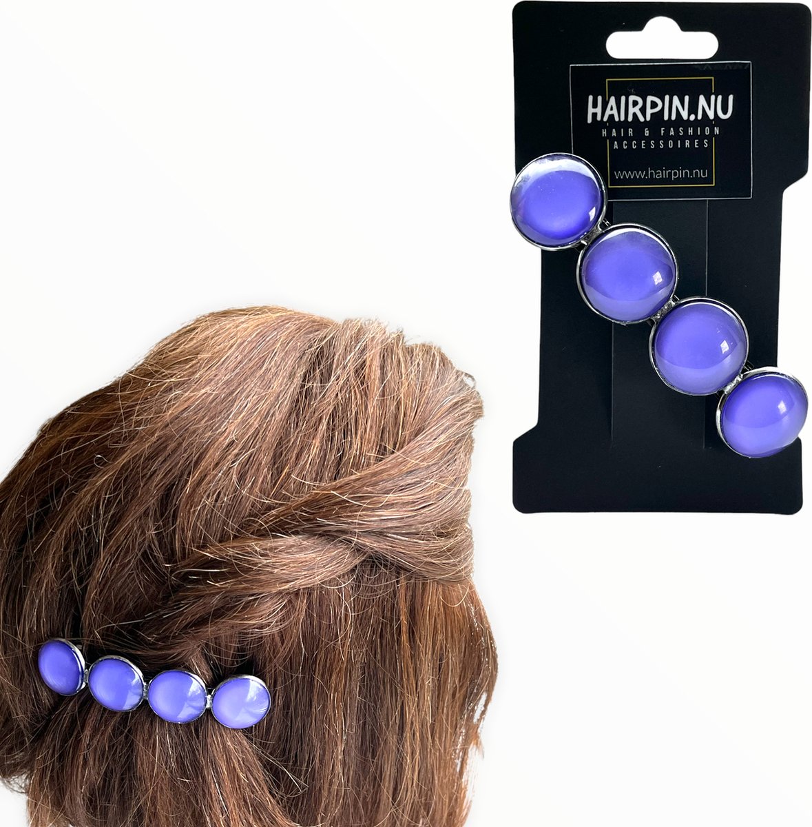Hairpin-Haarspeld-Haaraccessoire-Hairclip-Cabochon-lila-paars-Haarklem-Haarmode