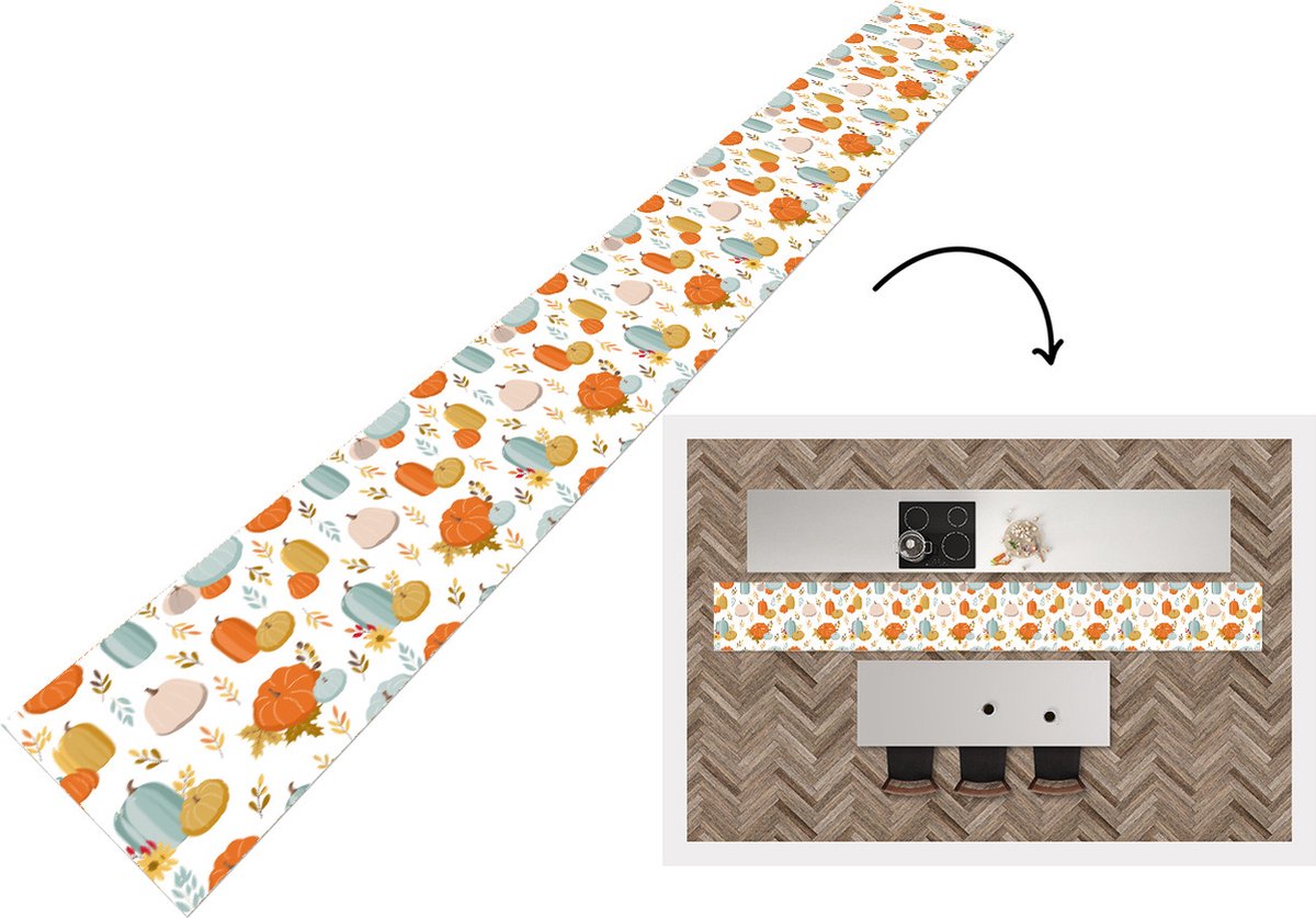 KitchenYeah Keukenloper - Keukenmat - Pompoen - Herfst - Patroon - Keuken vloerkleed multicolor, foto 2