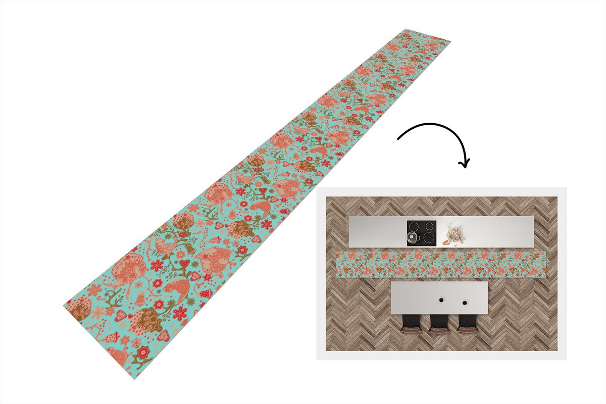 KitchenYeah Keukenloper - Keukenmat - Peperkoekhuisje - Bloemen - Katten - Sneeuwvlok - Patronen - 480x60 cm - Keuken vloerkleed Multicolor