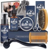 Baardverzorging set, baardgroei agent mannen, baardverzorging set geschenken voor mannen met derma roller, baard shampoo, baard olie groei, baard balsem kam, baard borstel, mannen cadeau voor