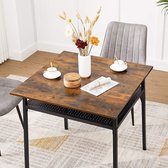A.T. Shop Eettafel, vierkante keukentafel, bureau, met legplank, voor woonkamer, kantoor, industrieel design, vintage bruin-zwart