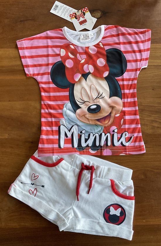 Disney Minnie Mouse Set - Broek + Shirt - Wit/Roze - jaar)