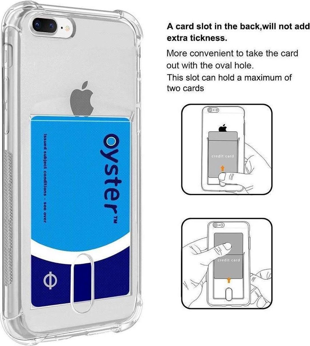 Supertarget Shock case met pashouder geschikt voor Apple iPhone 7 Plus / geschikt voor Apple iPhone 8 Plus