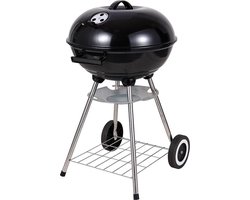Ronde kogelbarbecue met deksel en asvanger zwart - 43 x 33 cm - houtskool bbq