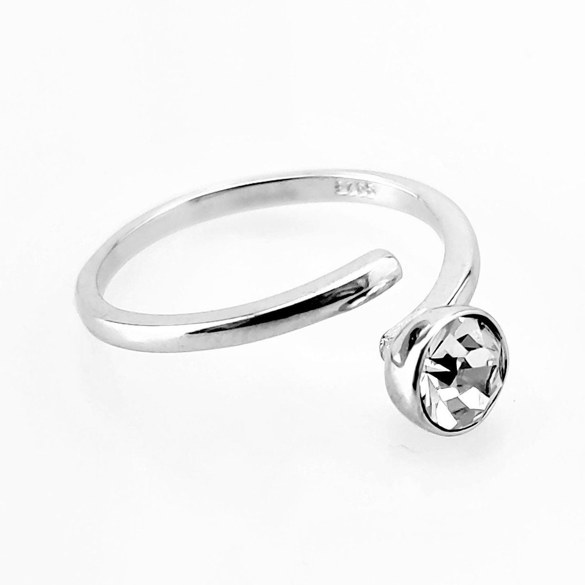 S925 Sterling Zilver Open solitaire met Zirkonia