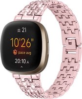 Stalen Smartwatch bandje - Geschikt voor  Pink Diamond Fitbit Sense bandje - Strap-it Horlogeband / Polsband / Armband