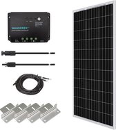 Renogy Basic-starterset op zonne-energie, bouwpakket met 100 W 12 V monokristallijn zonnepaneel, zonnekabels en 12 V PWM zonne-laadregelaar negatieve aarding