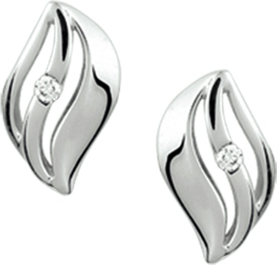 Clous d' Clips d'oreilles Huiscollectie Diamant 0.02 Ct. Or blanc brillant 10 mm x 6 mm