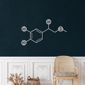 Wanddecoratie | Adrenaline Molecuul / Adrenaline Molecule decor | Metal - Wall Art | Muurdecoratie | Woonkamer |Zilver| 60x35cm