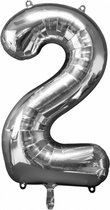 Folie Ballon Nummer 2 50x88 cm Zilver
