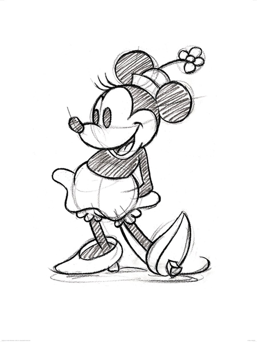 Pyramid Poster - Minnie Mouse Sketched Single - 80 X 60 Cm - Multicolor