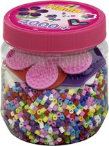Hama Strijkkralen Ton 4000 Stuks + 3 Platen Roze