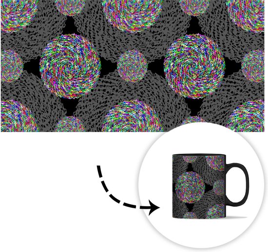 Magische Mok - Foto op Warmte Mokken - Koffiemok - Regenboog - Design - Cirkel - Patronen - Magic Mok - Beker - 350 ML - Theemok