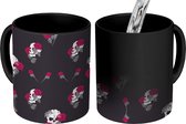 Magische Mok - Foto op Warmte Mokken - Koffiemok - Meiden - Skull - Rozen - Patronen - Girl - Kids - Kinderen - Meisje - Magic Mok - Beker - 350 ML - Theemok