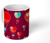 Mok - Koffiemok - Meisjes - Luchtballon - Hart - Patronen - Girl - Kind - Kinderen - Mokken - 350 ML - Beker - Koffiemokken - Theemok