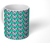 Mok - Koffiemok - Retro - Patronen - Groen - Mokken - 350 ML - Beker - Koffiemokken - Theemok