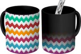 Magische Mok - Foto op Warmte Mokken - Koffiemok - Design - Zigzag - Lijnen - Regenboog - Magic Mok - Beker - 350 ML - Theemok