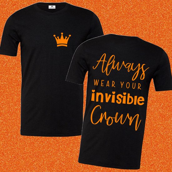 Chemise King's Day noir orange - Portez Always votre couronne invisible - Taille Xxl