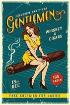 Wandbord - Exclusive Gentlemen Whiskey And Cigars - 30x40cm