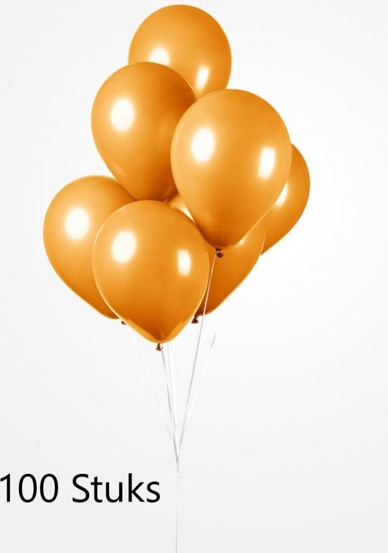 100 x  Oranje Ballonnen 100% biologisch afbreekbare , 30 cm doorsnee, Koningsdag, Voetbal, Verjaardag, Themafeest, Versiering