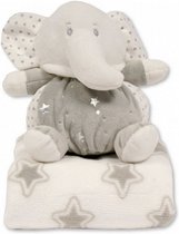 fleecedeken met olifant 75x90 cm polyester grijs