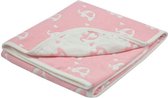 deken Elephant 80 x 78 cm fleece roze/wit