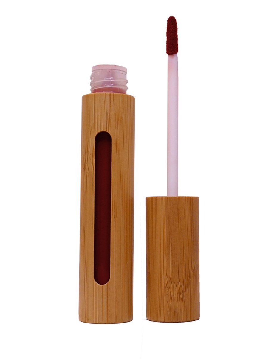 Cosm.Ethics Bar Liquid Lipstick bamboe duurzame lipstick lippenstift lipgloss duurzame veganistische makeup kerst cadeau - donker rood