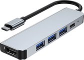 USB Type C Hub | USB Type C naar HDMI | Space Grey | 5 in 1 USB Type C - HDMI - USB 3.0 | 4K Ondersteuning | Geschikt voor Macbook, HP, Lenovo, Asus, Dell, en meer