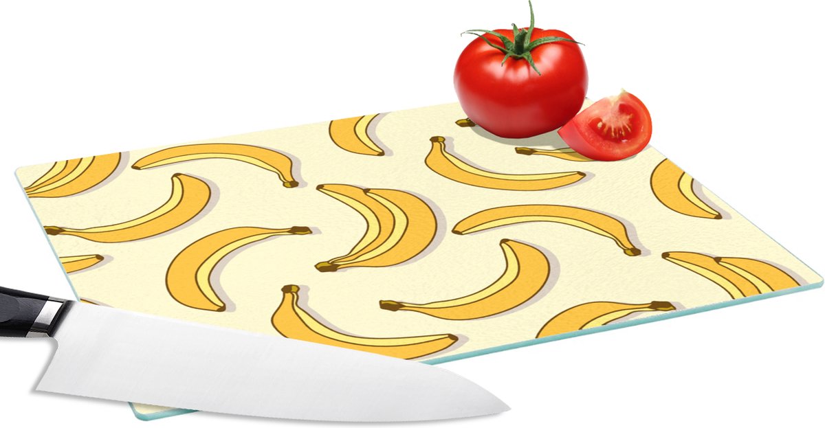 Glazen Snijplank - 28x20 - Fruit - Design - Banaan - Snijplanken Glas